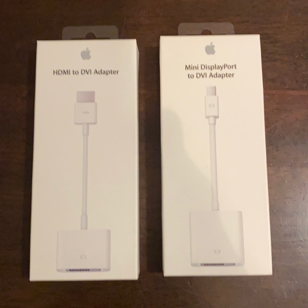 HDMI to DVI adapter and Mini DisplayPort to DVI adapter by apple